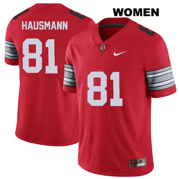 Ohio State Buckeyes Women's Jake Hausmann #81 Red Authentic Nike 2018 Spring Game College NCAA Stitched Football Jersey RN19V51YH